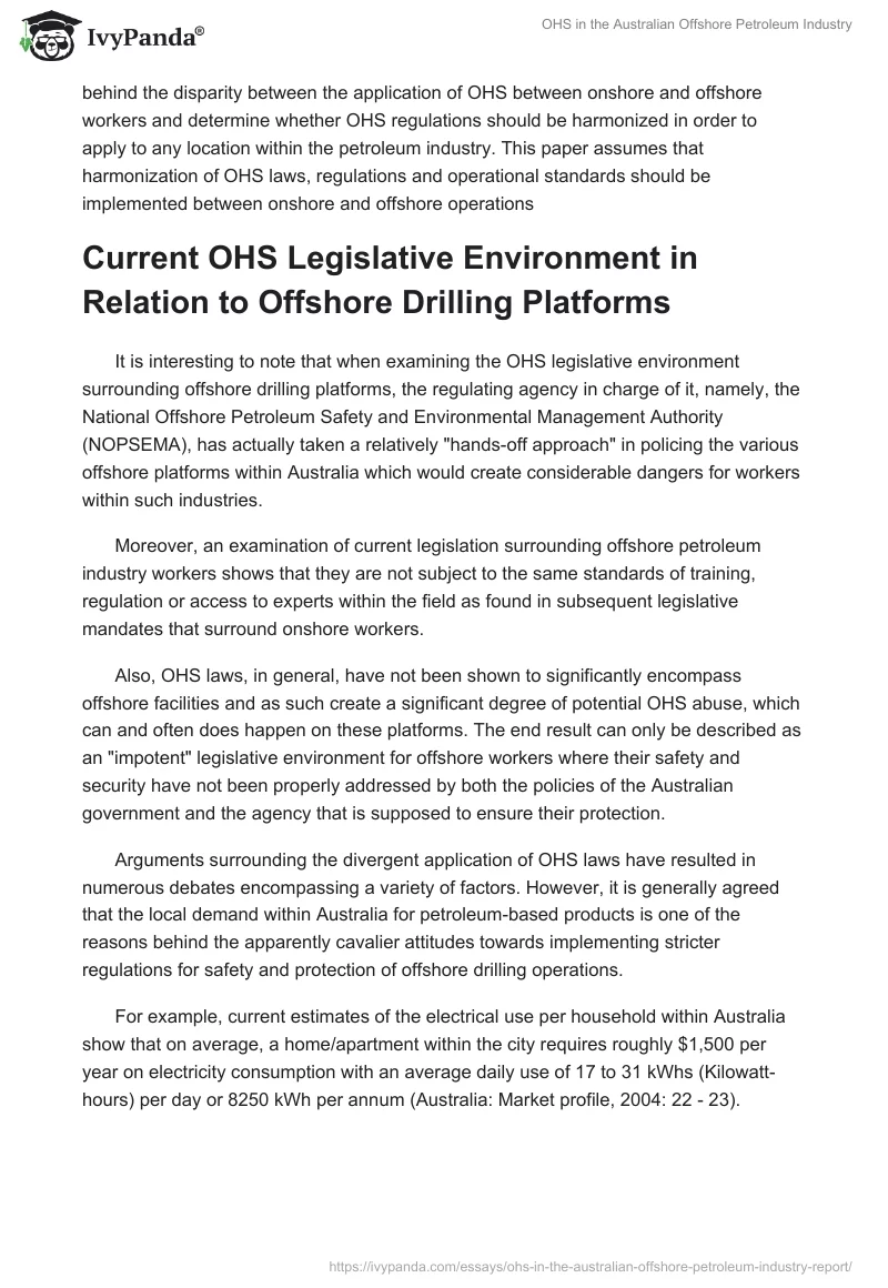 OHS in the Australian Offshore Petroleum Industry. Page 3