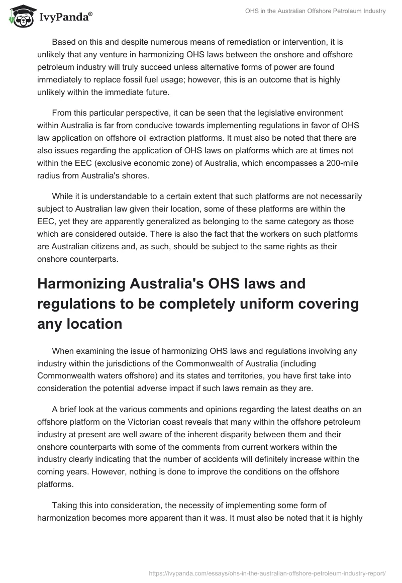 OHS in the Australian Offshore Petroleum Industry. Page 5