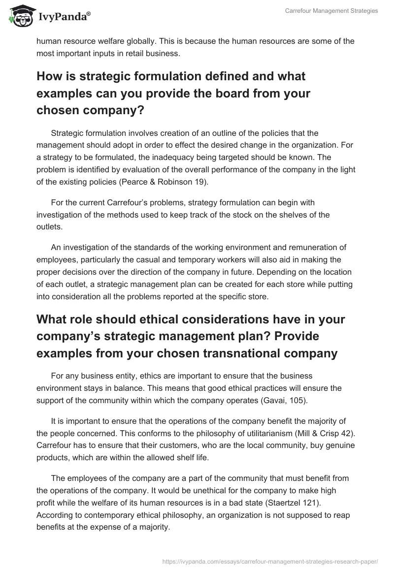 Carrefour Management Strategies. Page 3