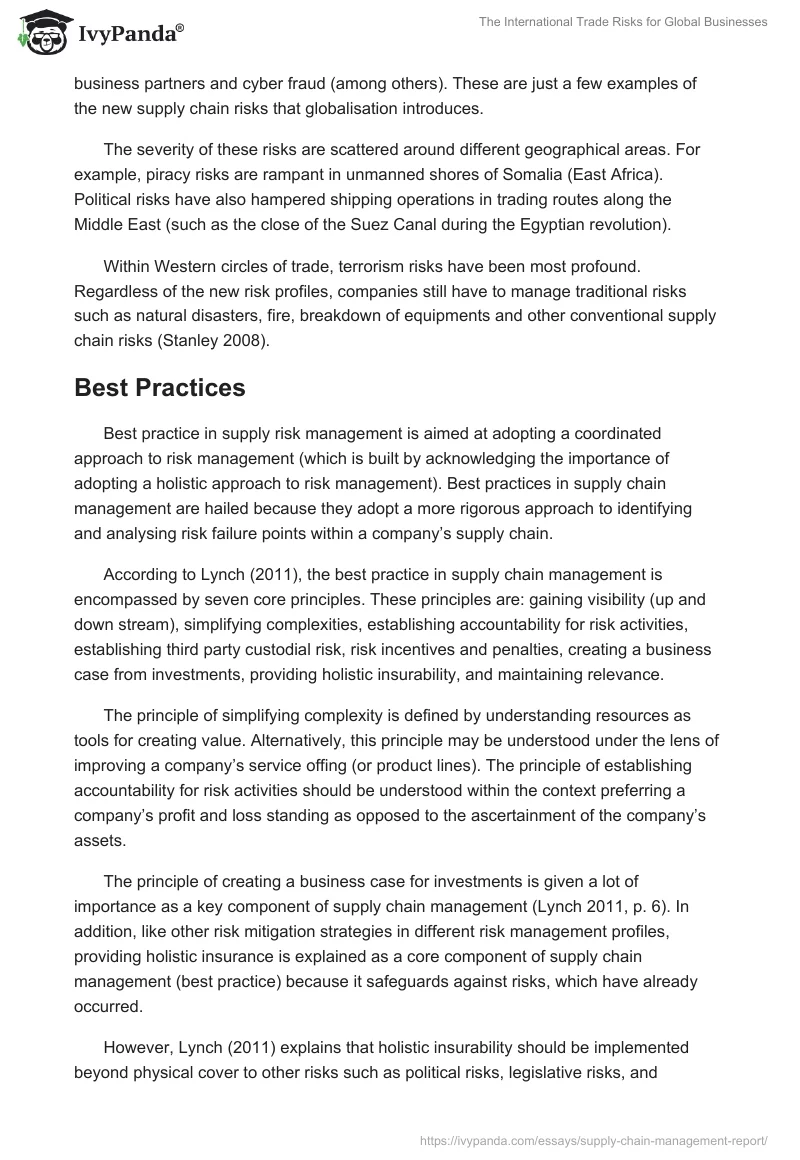 The International Trade Risks for Global Businesses. Page 3