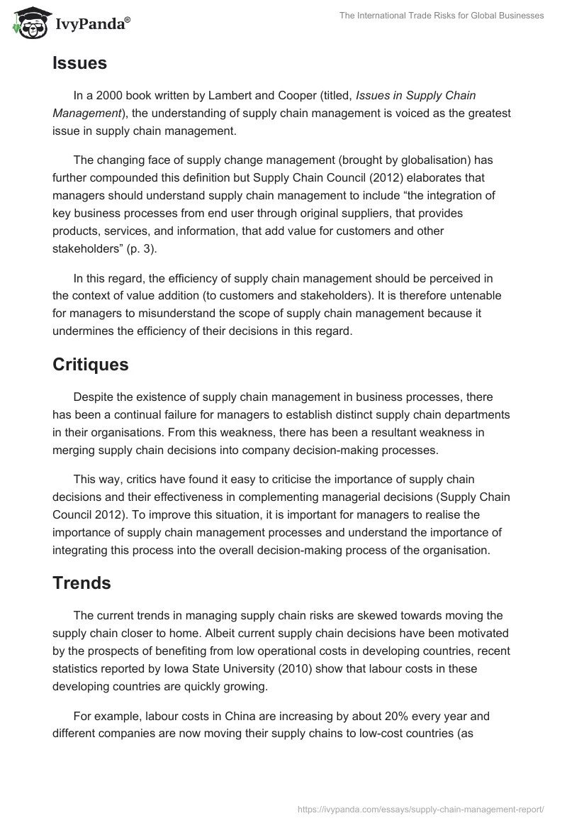 The International Trade Risks for Global Businesses. Page 5