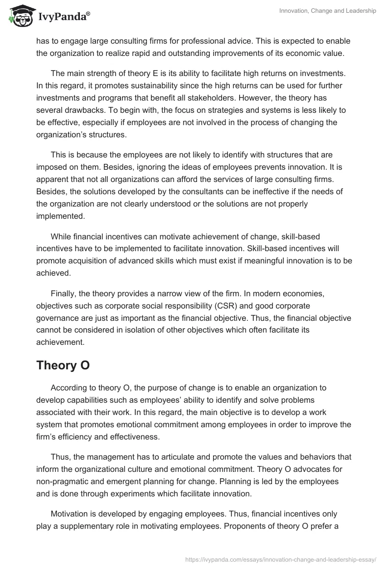 Innovation, Change and Leadership. Page 2