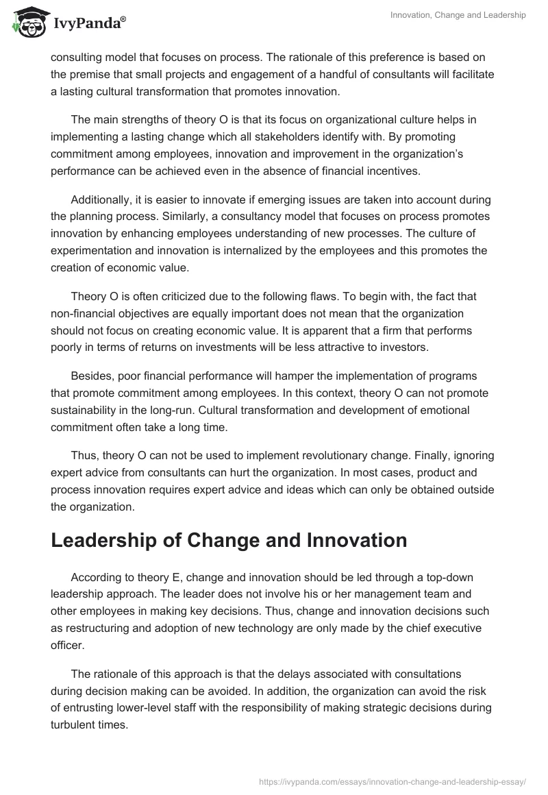 Innovation, Change and Leadership. Page 3