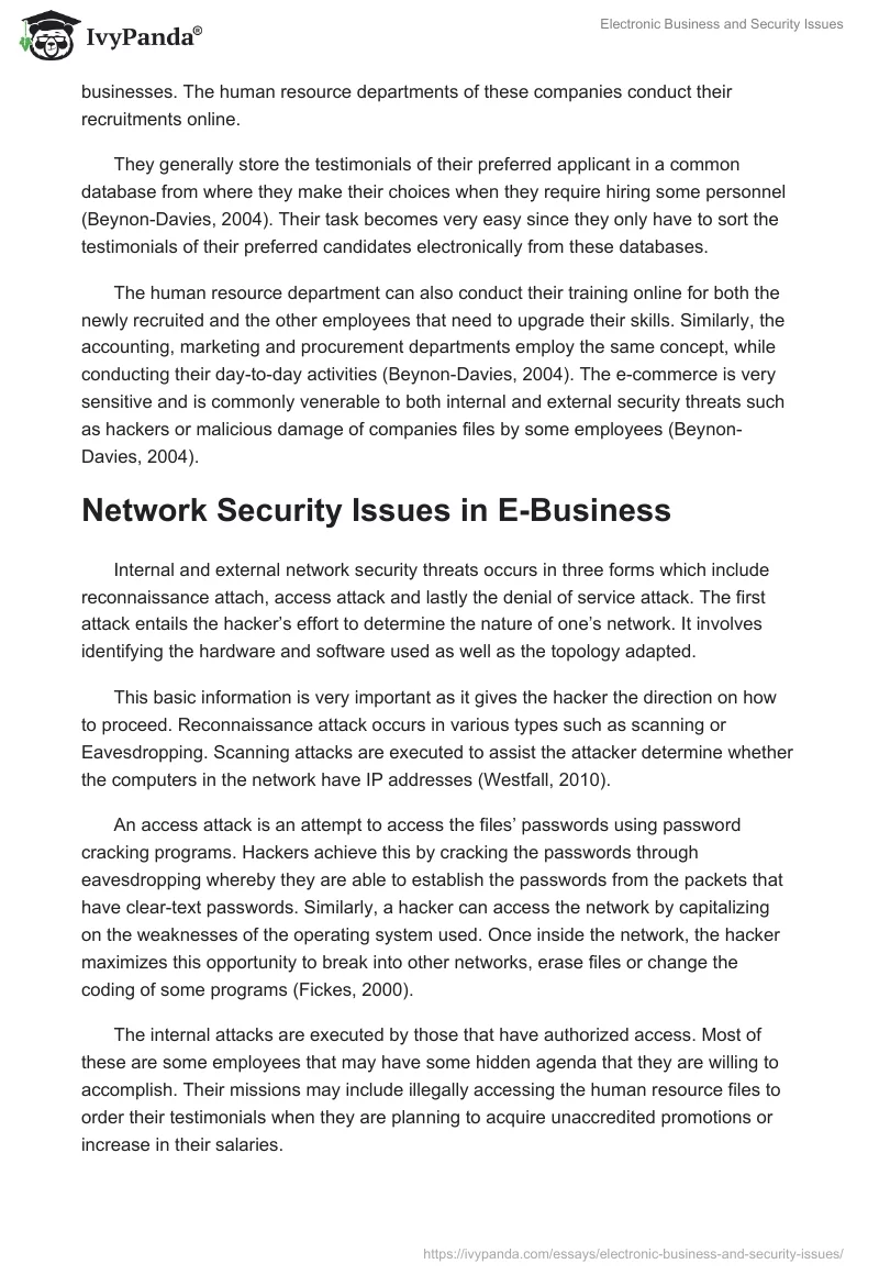 Electronic Business and Security Issues. Page 2