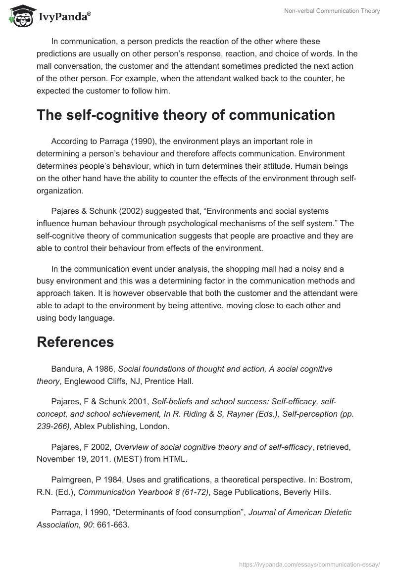 Non-Verbal Communication Theory. Page 3