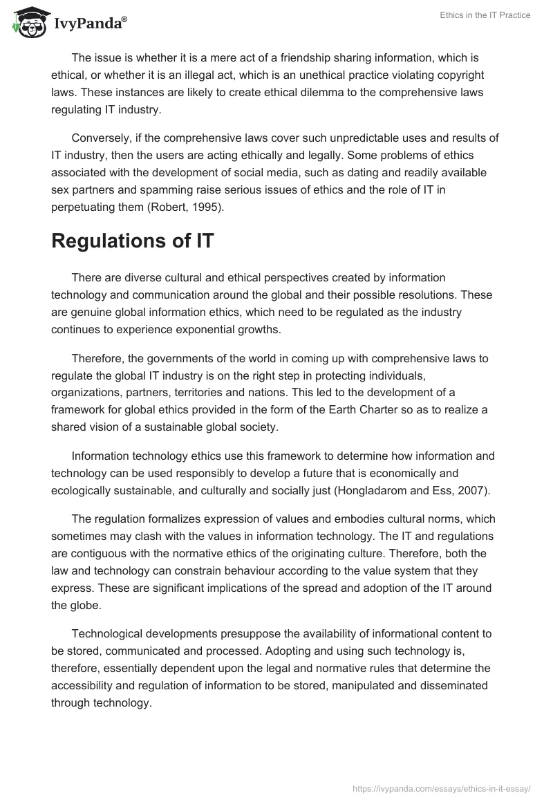 Ethics in the IT Practice. Page 2