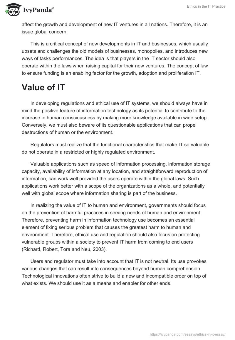Ethics in the IT Practice. Page 4