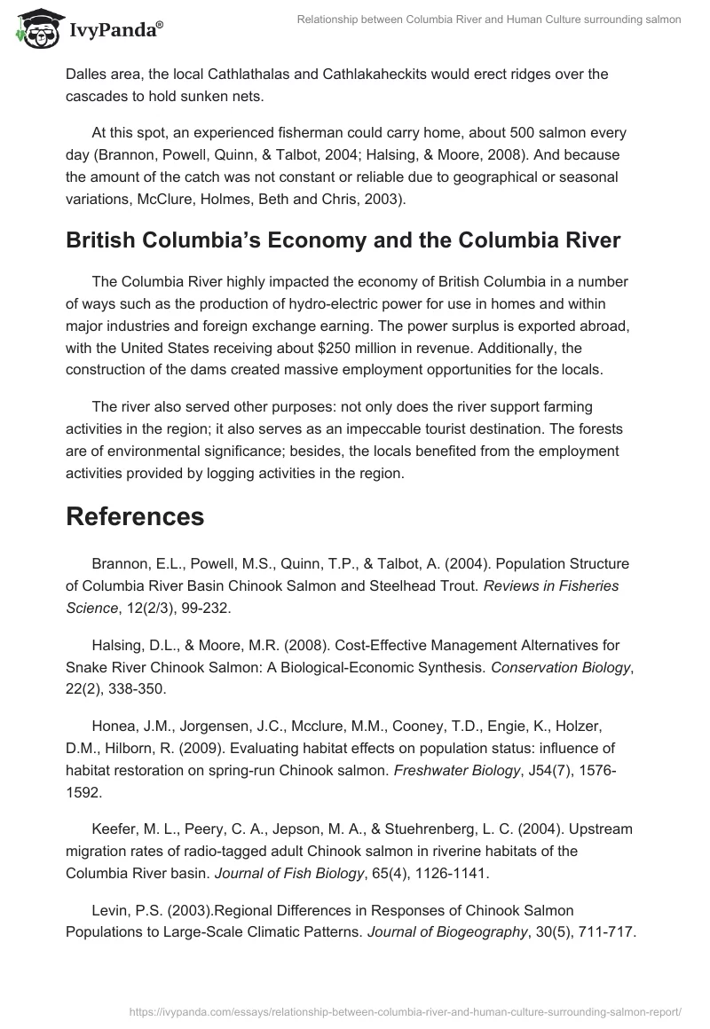 Relationship Between Columbia River and Human Culture Surrounding Salmon. Page 4