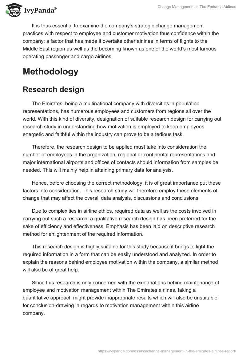 Change Management in the Emirates Airlines. Page 4