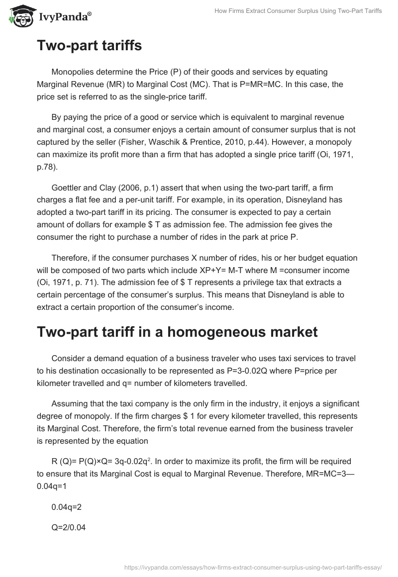 How Firms Extract Consumer Surplus Using Two-Part Tariffs. Page 2