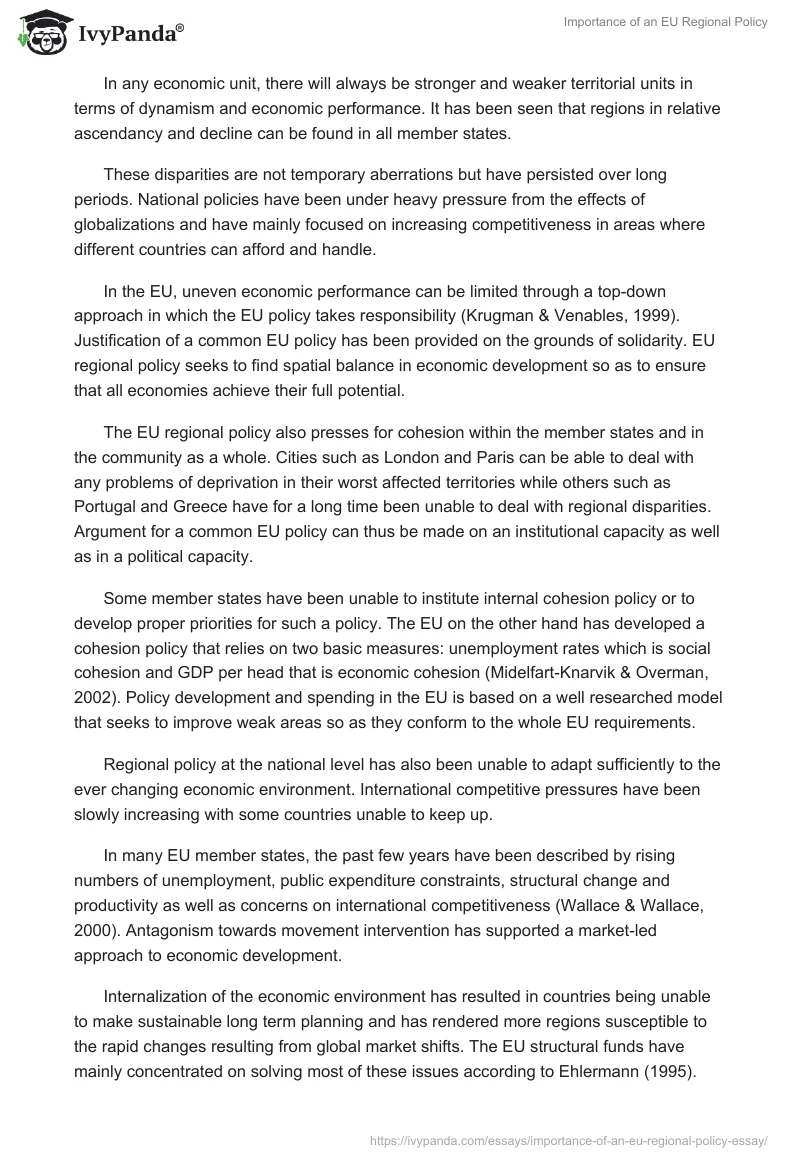 Importance of an EU Regional Policy. Page 2