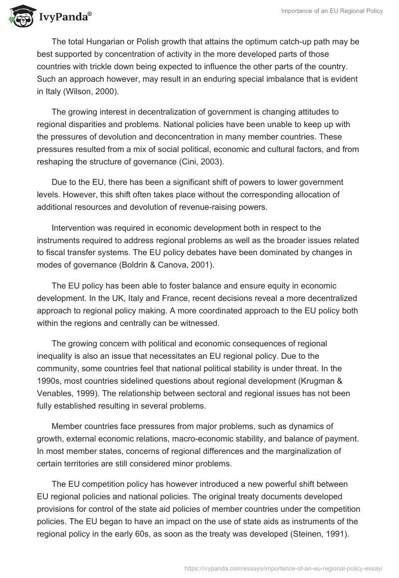 Importance of an EU Regional Policy. Page 4