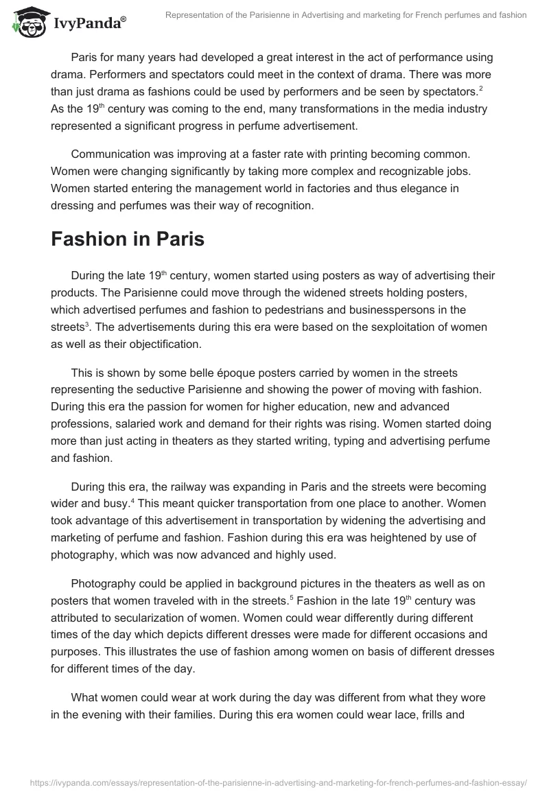 Representation of the Parisienne in Advertising and marketing for French perfumes and fashion. Page 2