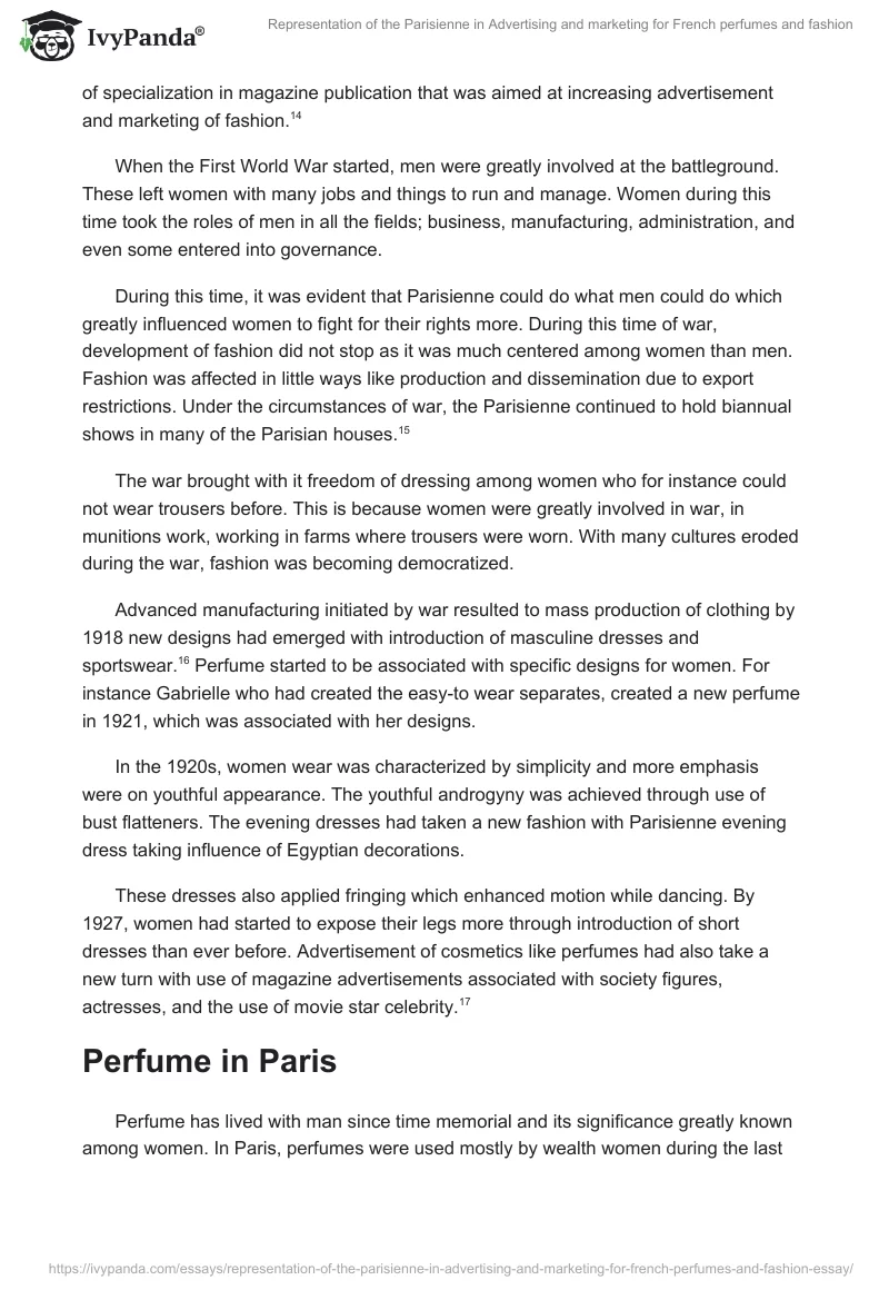 Representation of the Parisienne in Advertising and marketing for French perfumes and fashion. Page 5