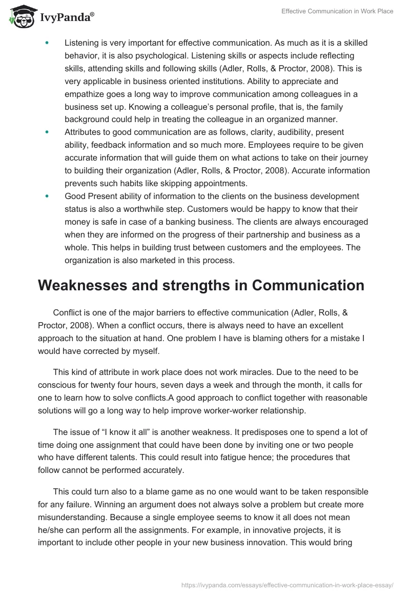 Effective Communication in Work Place. Page 2