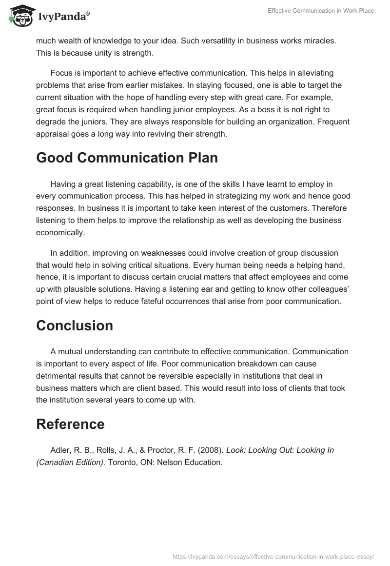 Effective Communication in Work Place. Page 3