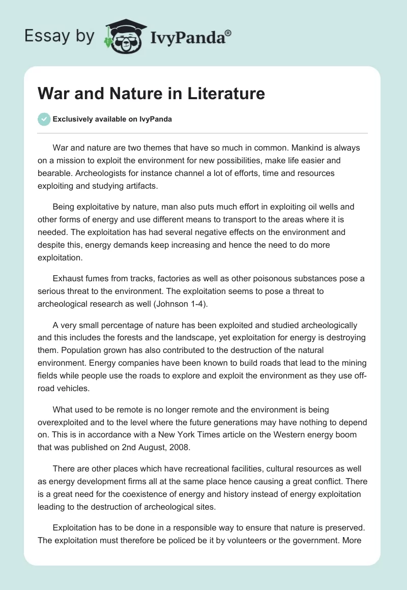 War and Nature in Literature. Page 1