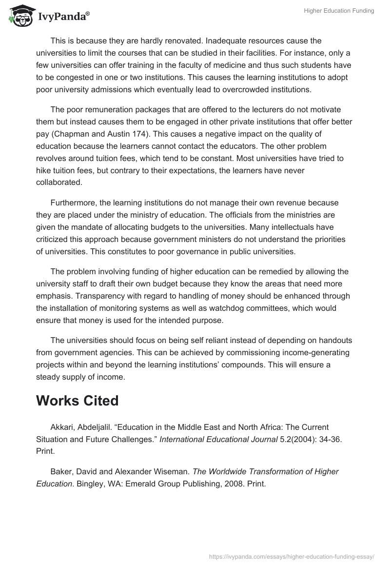 Higher Education Funding. Page 2