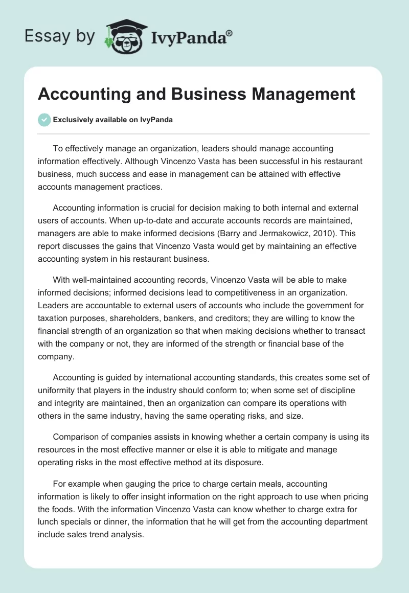 Accounting and Business Management. Page 1