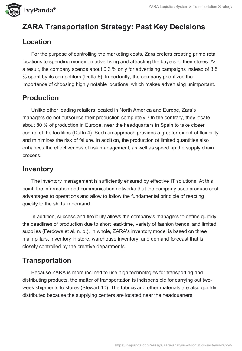 ZARA Logistics System & Transportation Strategy. Page 5