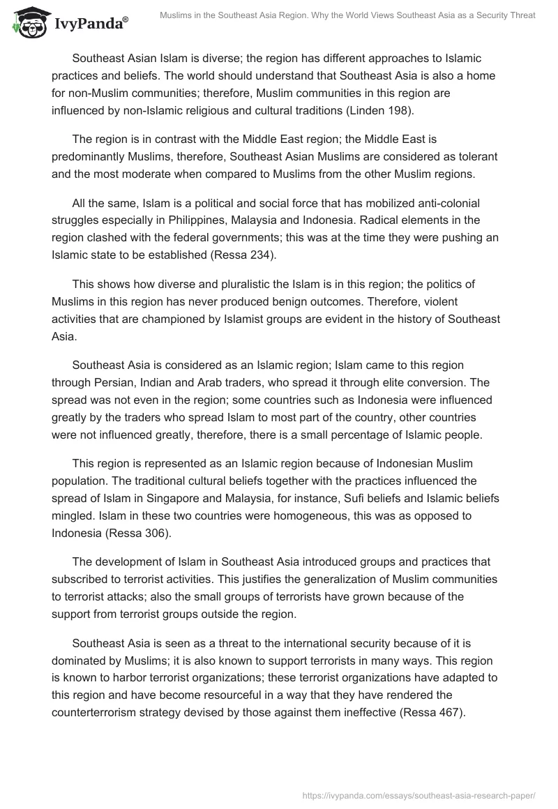 Muslims in the Southeast Asia Region. Why the World Views Southeast Asia as a Security Threat. Page 3
