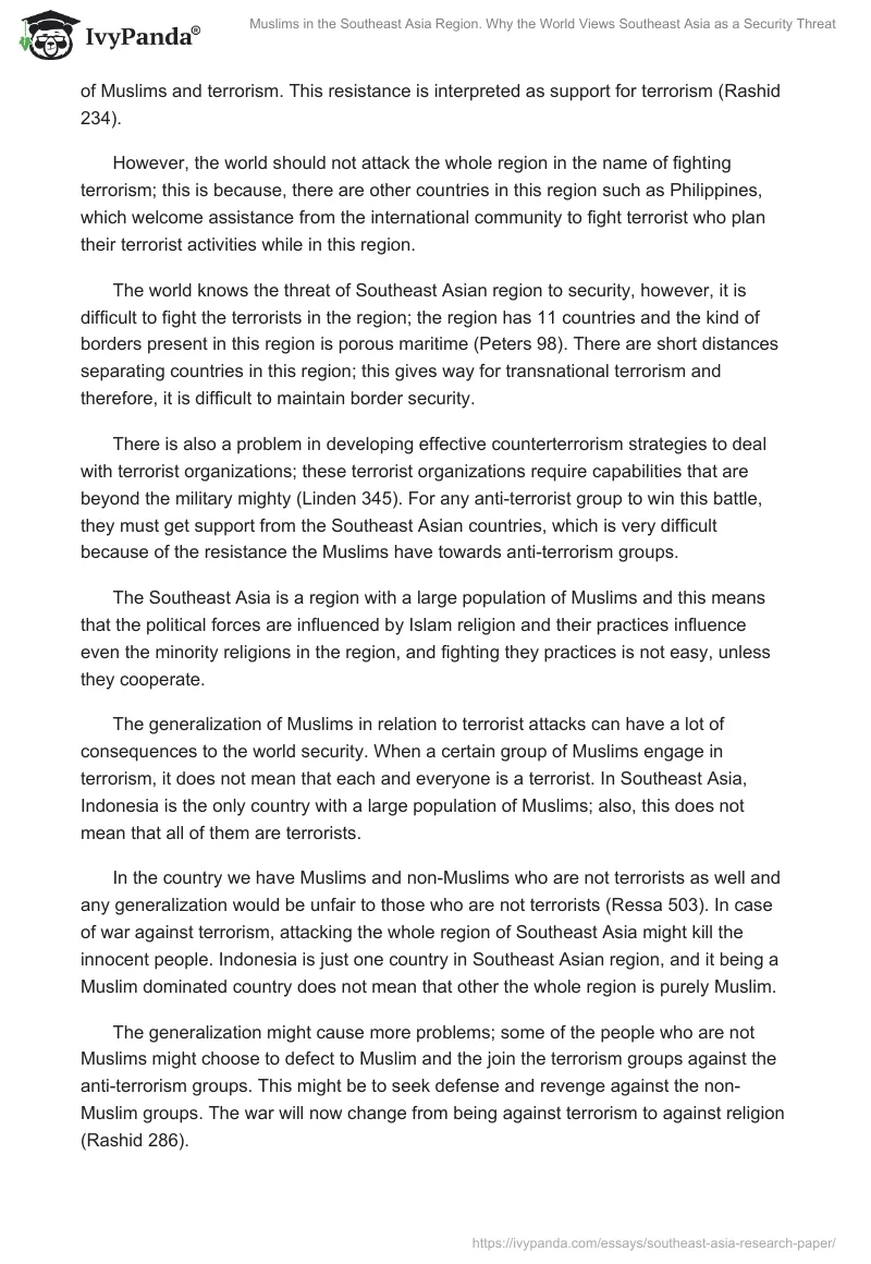 Muslims in the Southeast Asia Region. Why the World Views Southeast Asia as a Security Threat. Page 5