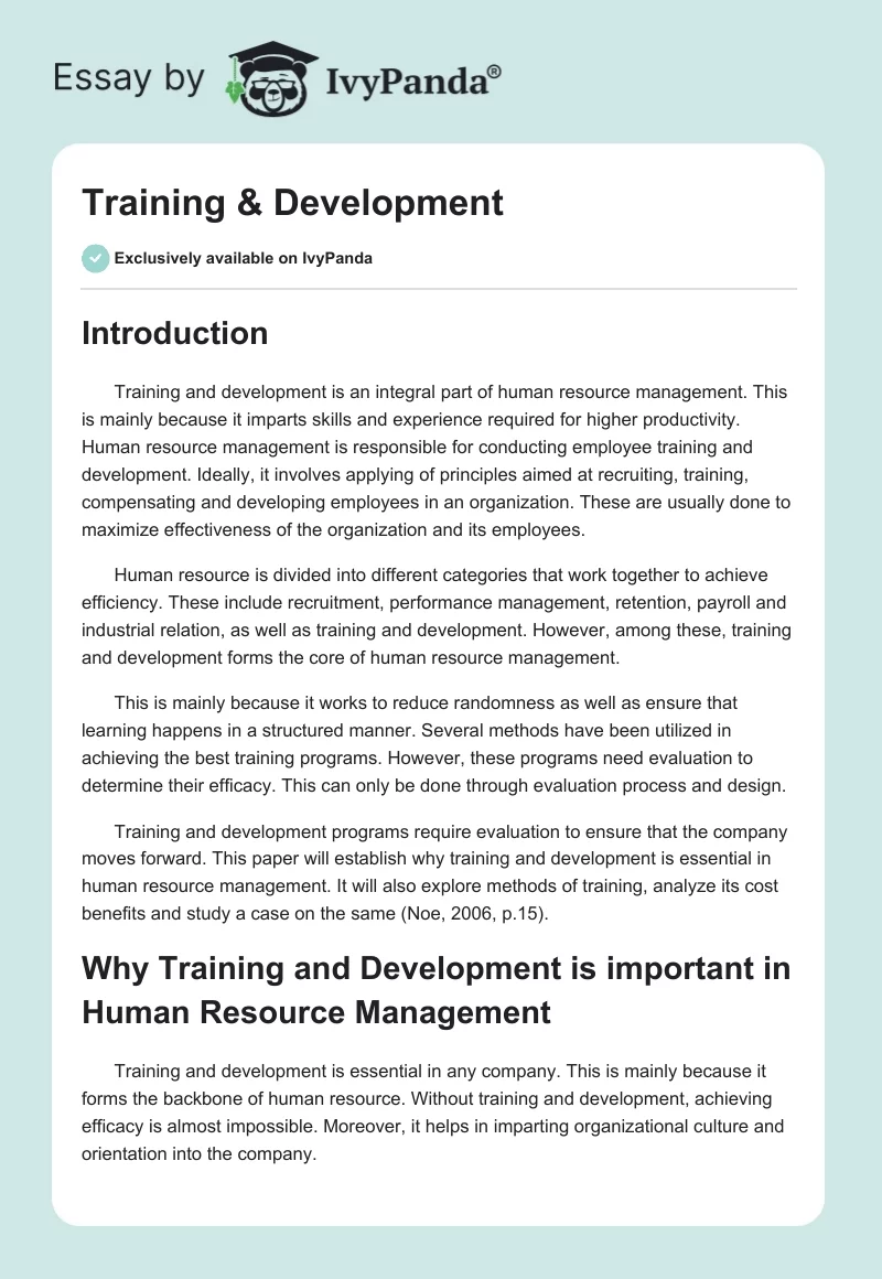 Training & Development. Page 1