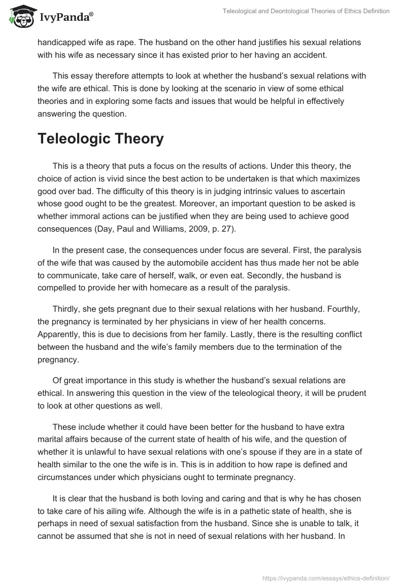 Teleological and Deontological Theories of Ethics Definition. Page 2
