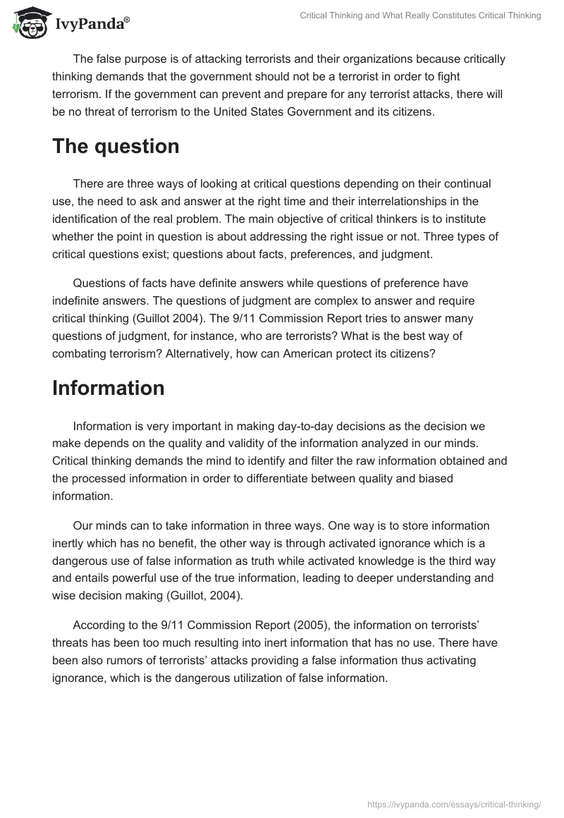 Critical Thinking and What Really Constitutes Critical Thinking. Page 2