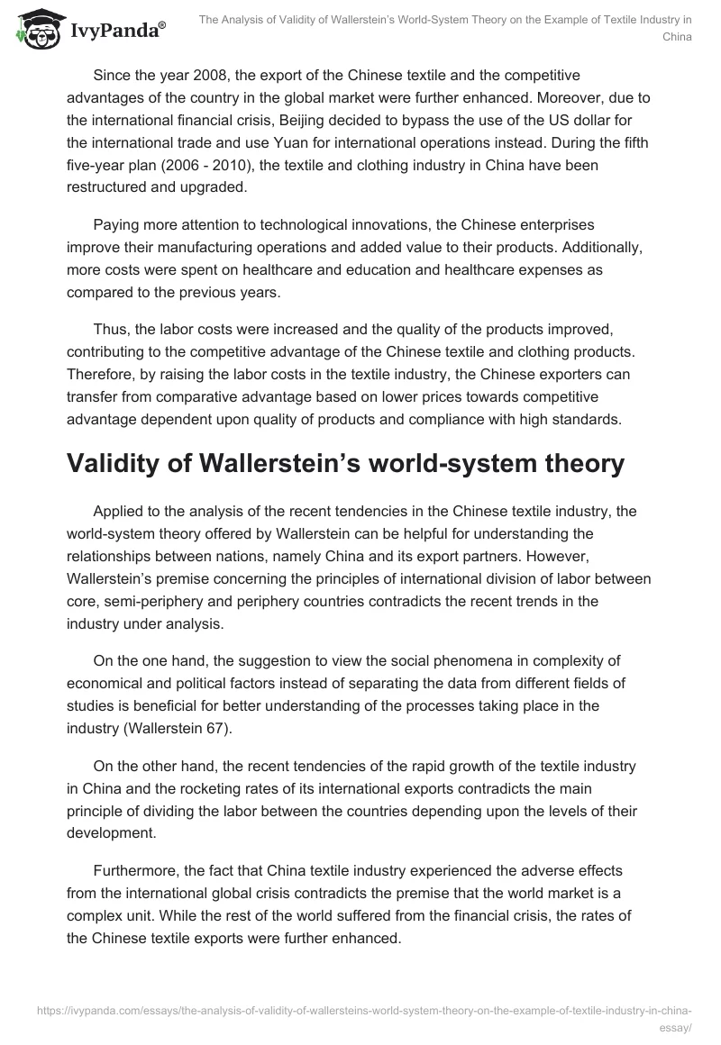 The Analysis of Validity of Wallerstein’s World-System Theory on the Example of Textile Industry in China. Page 3