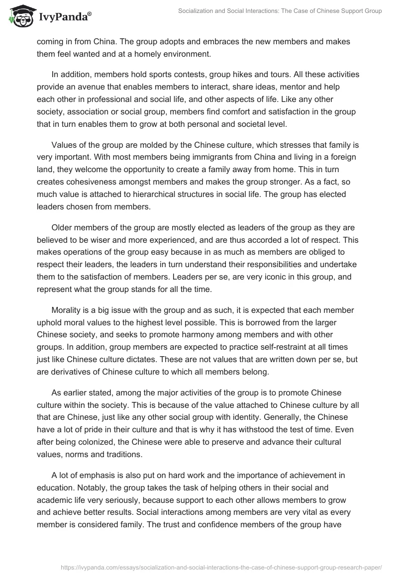 Socialization and Social Interactions: The Case of Chinese Support Group. Page 2