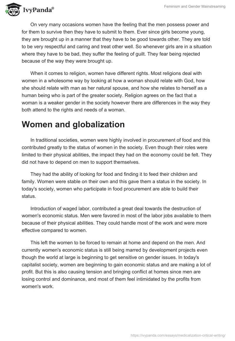 Feminism and Gender Mainstreaming. Page 5