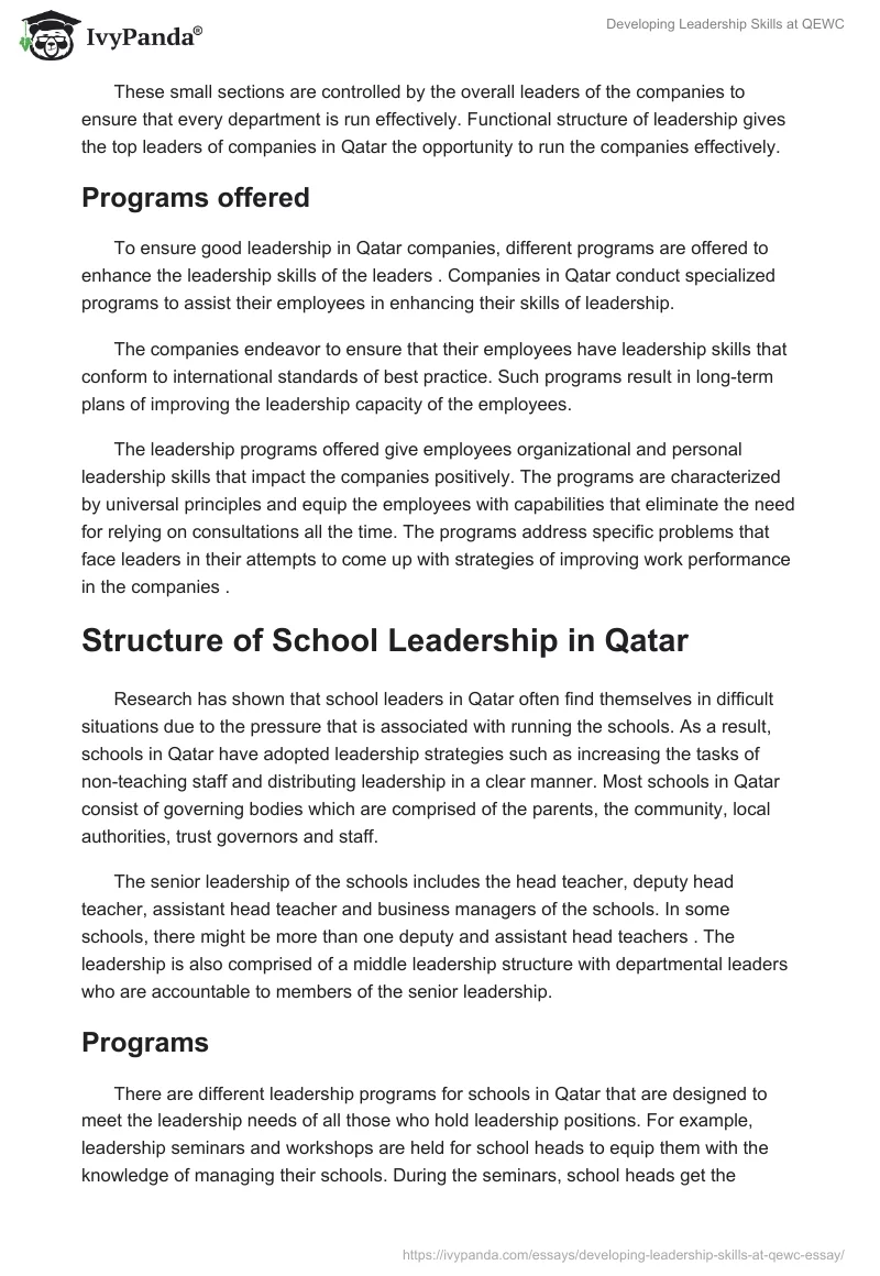 Developing Leadership Skills at QEWC. Page 4