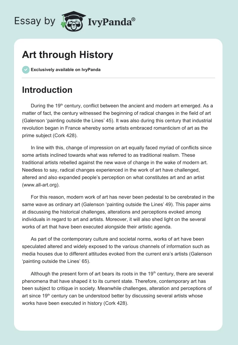 Art through History. Page 1