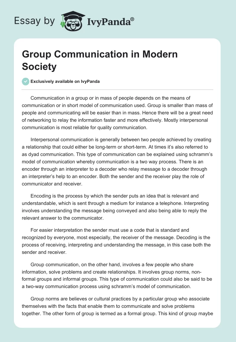 Group Communication in Modern Society. Page 1