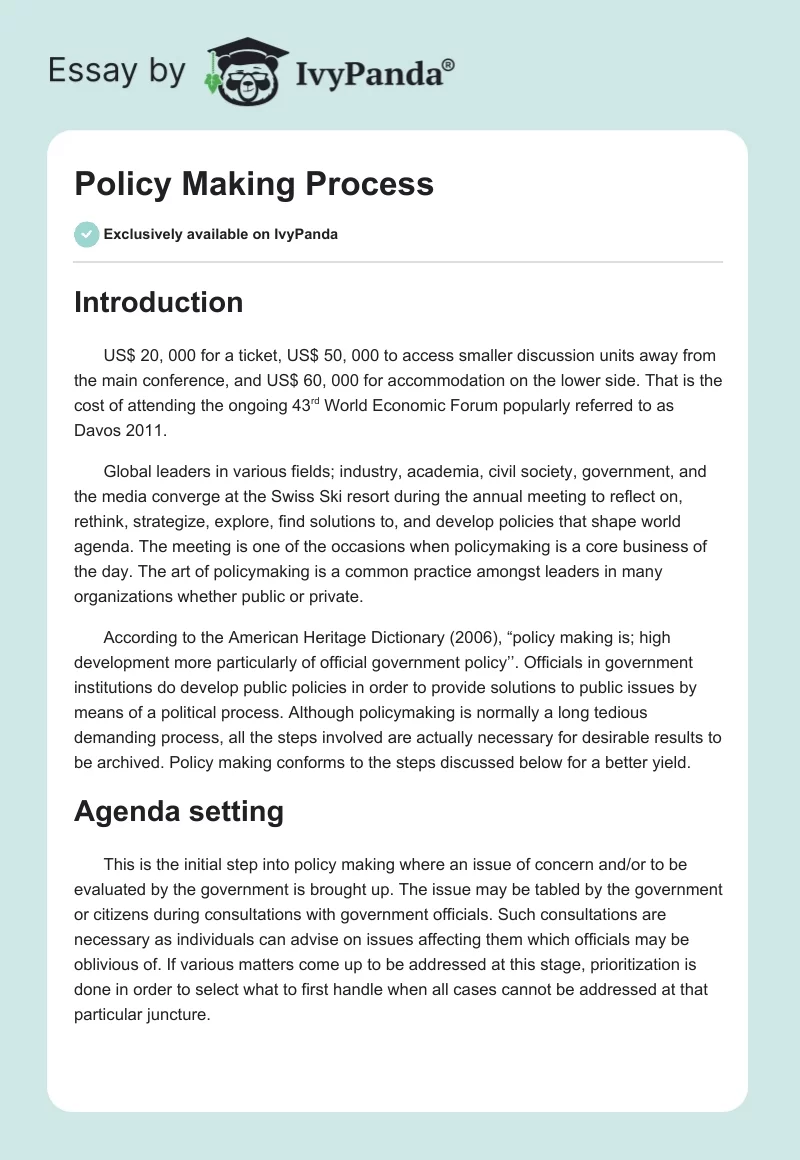 Policymaking Process. Page 1