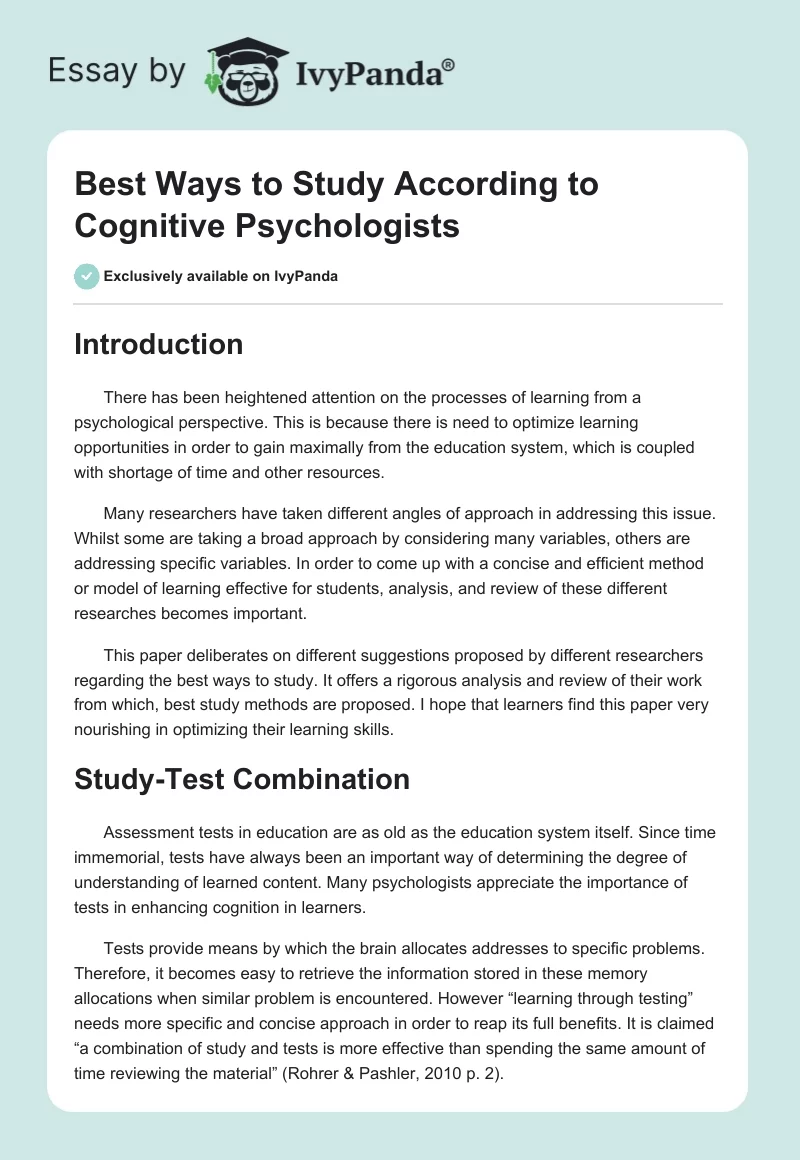 Best Ways to Study According to Cognitive Psychologists. Page 1