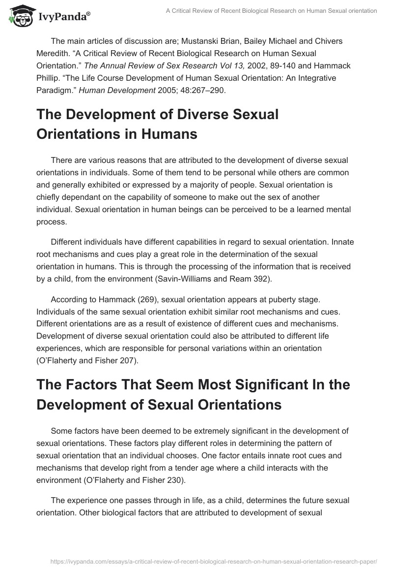 A Critical Review of Recent Biological Research on Human Sexual orientation. Page 2