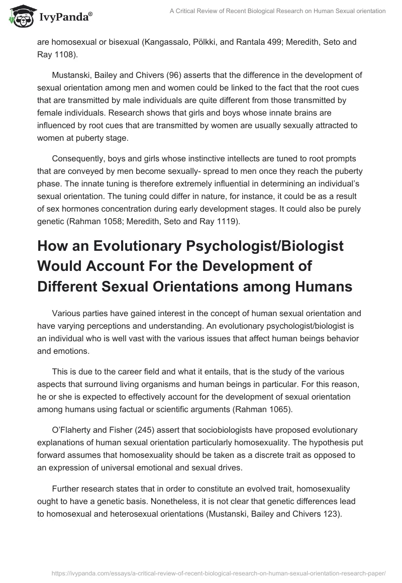 A Critical Review of Recent Biological Research on Human Sexual orientation. Page 4