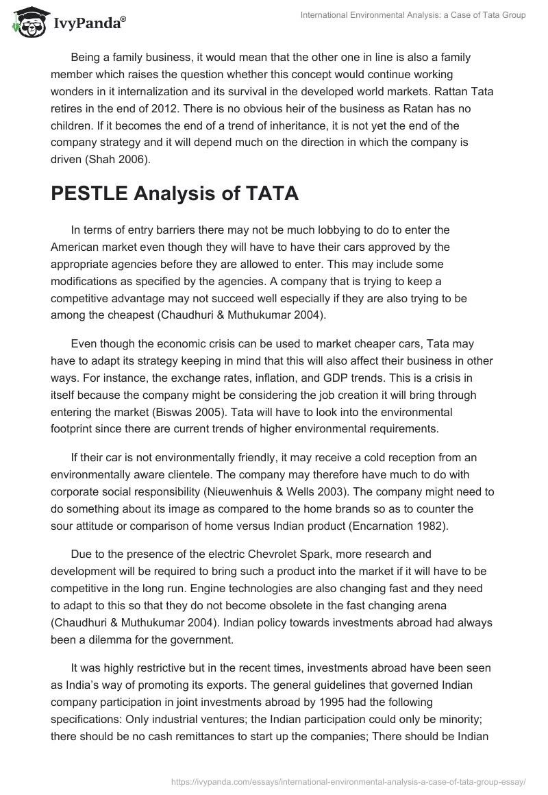International Environmental Analysis: a Case of Tata Group. Page 3