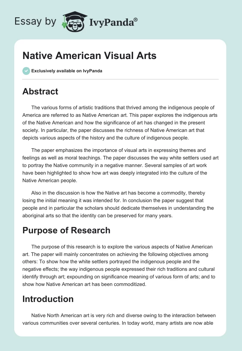 Native American Visual Arts. Page 1