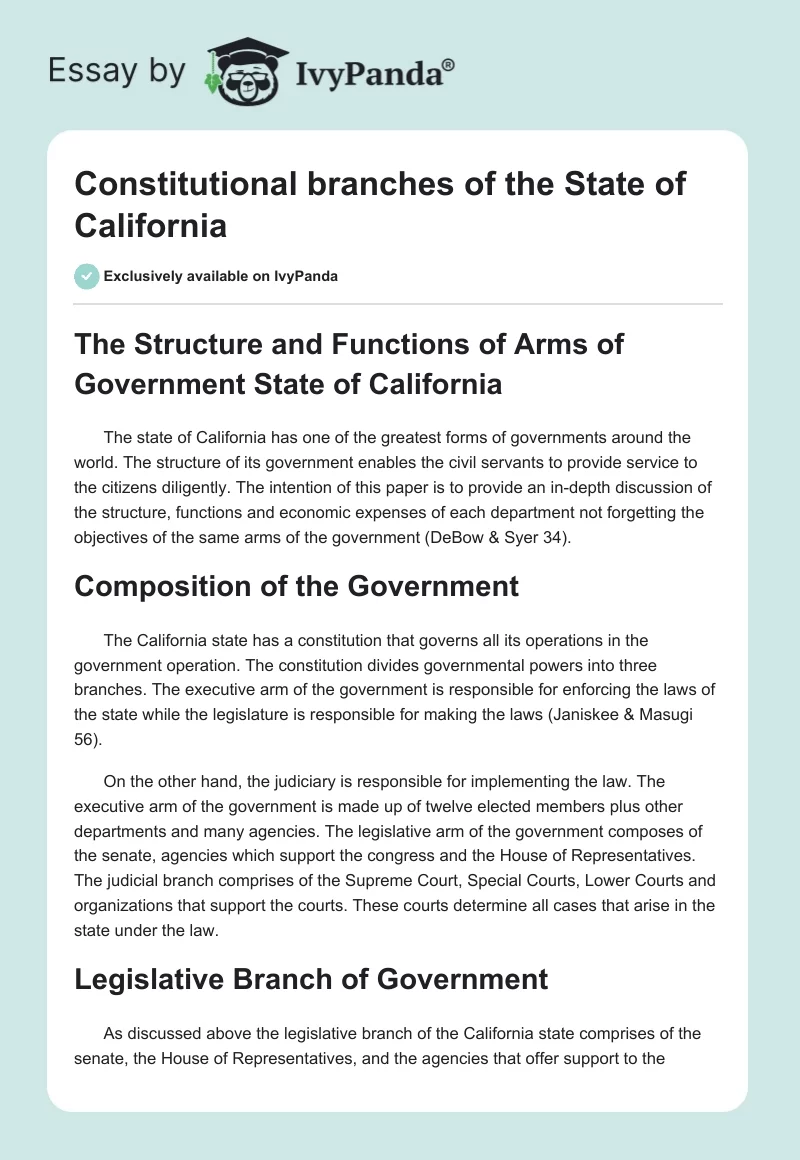 Constitutional branches of the State of California. Page 1