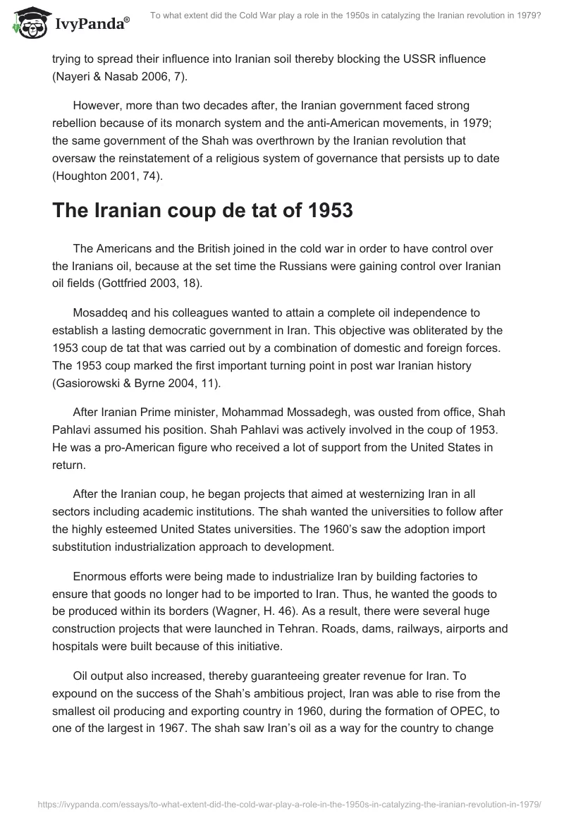 To What Extent Did the Cold War Play a Role in the 1950s in Catalyzing the Iranian Revolution in 1979?. Page 3