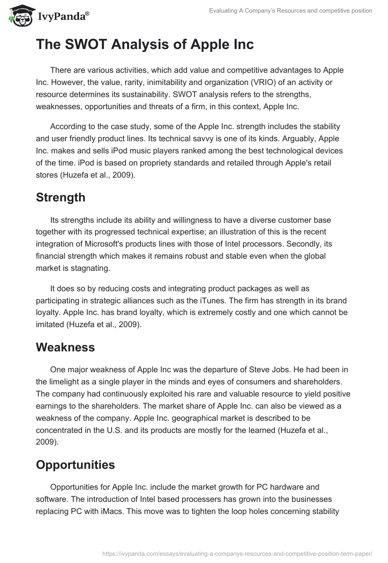 Evaluating A Company’s Resources and competitive position. Page 2