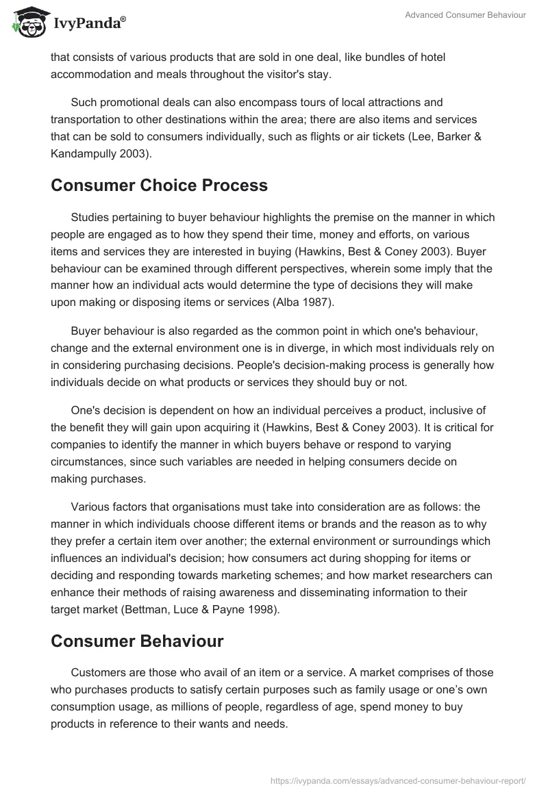 Advanced Consumer Behaviour. Page 2