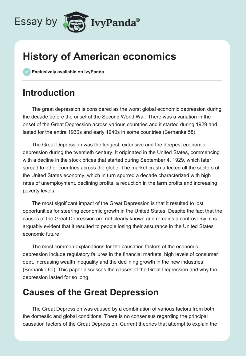 History of American economics. Page 1