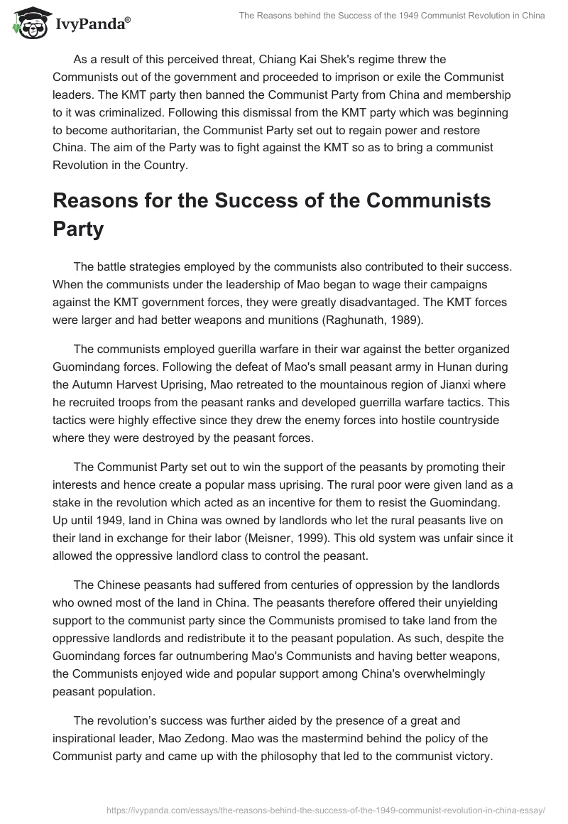 The Reasons behind the Success of the 1949 Communist Revolution in China. Page 2