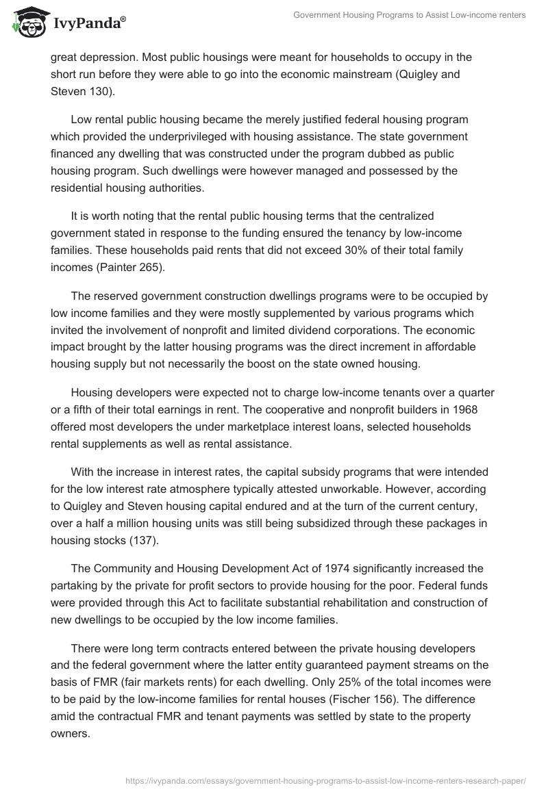 Government Housing Programs to Assist Low-income renters. Page 2
