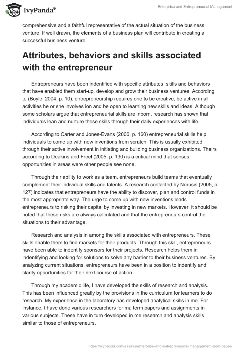 Enterprise and Entrepreneurial Management. Page 5