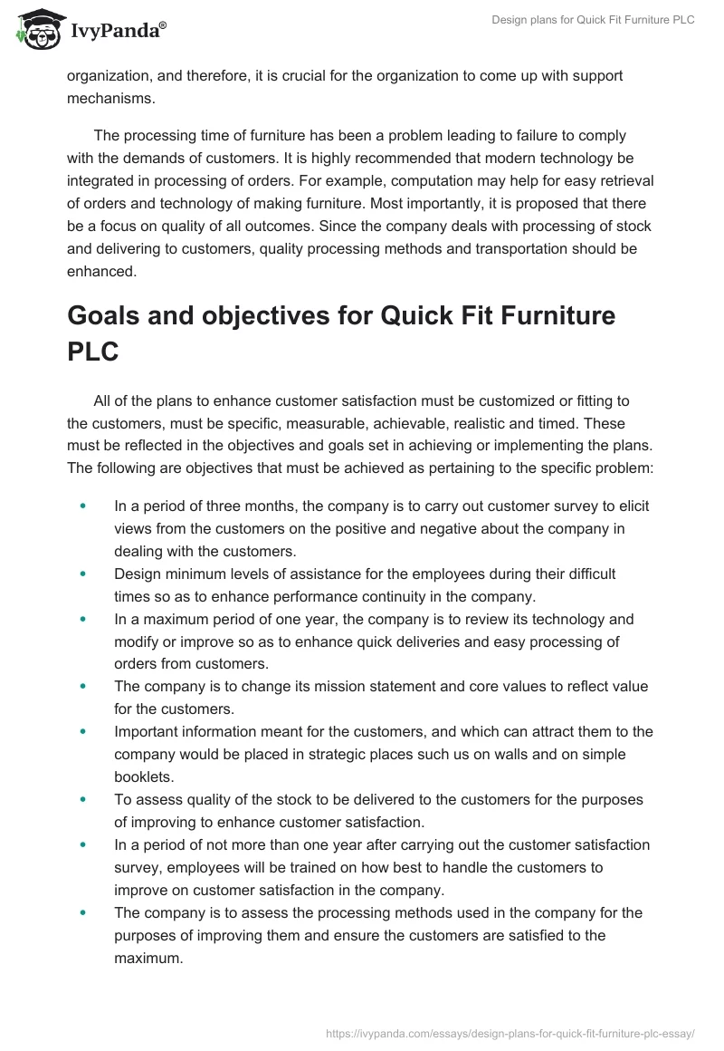 Design plans for Quick Fit Furniture PLC. Page 2